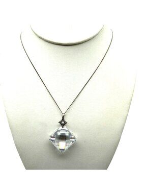 Stunning Faceted Crystal Pendant with Sterling Silver Marcasite Bale on Delicate